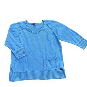 Shannon Passero Sky Blue V-Neck cotton Sweater Womens size L